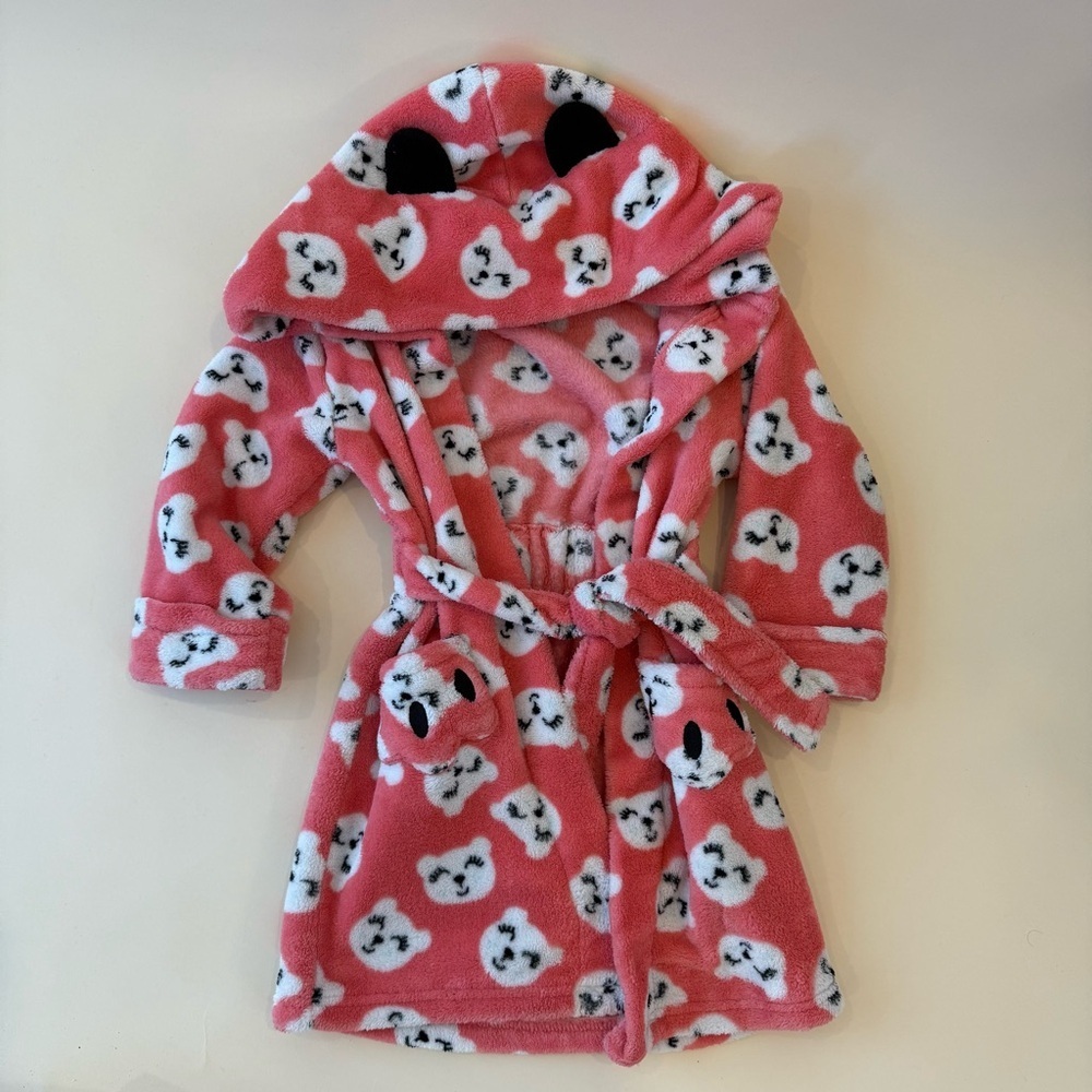 Kids Pink Robe with Cute Animal Print